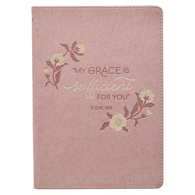 Sufficient Grace Pearlescent Dusty Rose Faux Leather Classic Journal 2 Corinthians 12:9