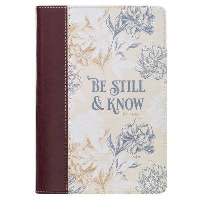 Be Still and Know Neutral Florals Faux Leather Classic Journal Psalm 46:10