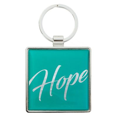 Hope Teal Metal Key Ring