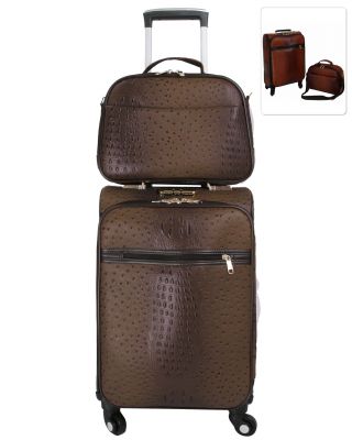 Alligator and Ostrich In Coffee Luggage Set