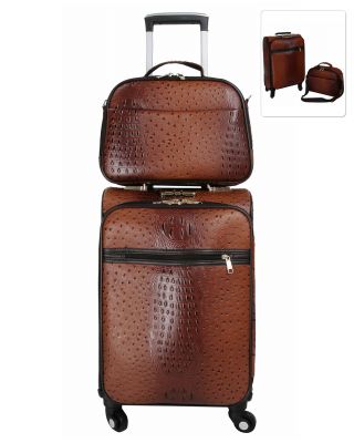 Alligator and Ostrich In Cognac Luggage Set