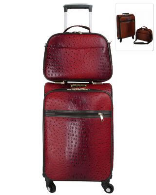 Alligator and Ostrich In Red Luggage Set