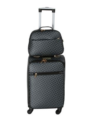 Monogram Pattern In Black Luggage Set