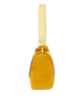 Yellow Leatherette Sling Bag