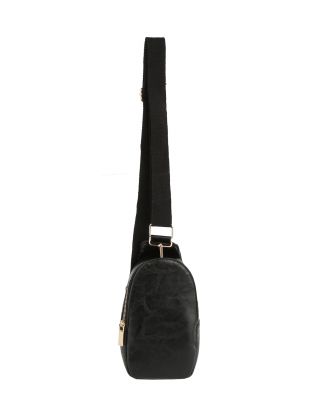 Black Leatherette Sling Bag