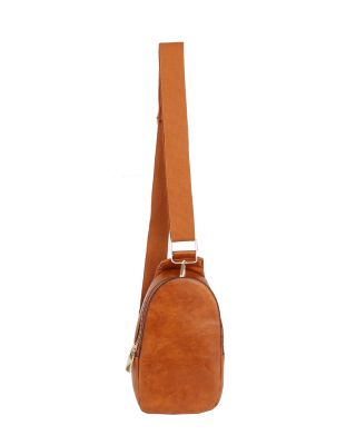 Brown Leatherette Sling Bag