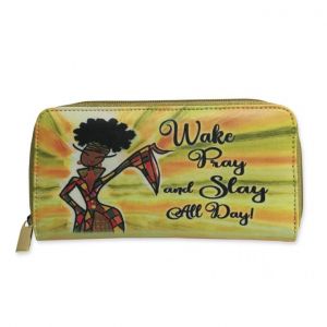 Wake Pray Slay All Day African American  Long Wallet