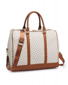 Monogram Pattern Brown and Beige Duffle Bag