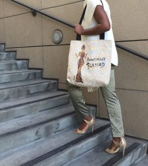 Beautifully Blessed Afrocentric Woven Tote Bag #2