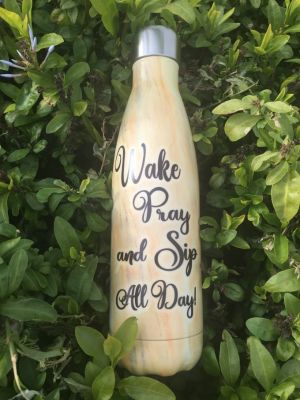 Wake Pray And Sip All Day African American Stainless Steel Bottle #3