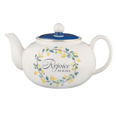 Rejoice Always Lemon Ceramic Teapot 1 Thessalonians 5 16
