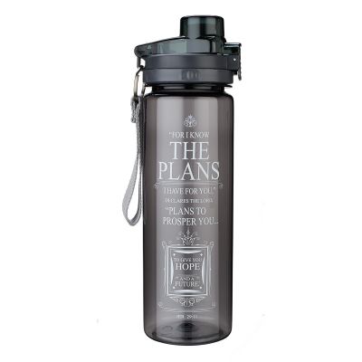 The Plans Jeremiah 29 11 in Black Plastic Water Bottle