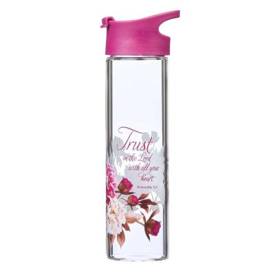 Plum Trust in the LORD Glass Water Bottle  Proverbs 3 5