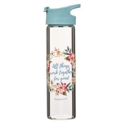 All Things Work Together For Good Glass Water Bottle  Romans 8 28