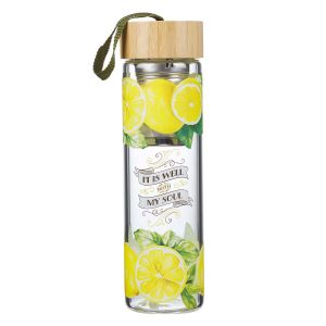 It Is Well With My Soul Glass Infuser Water Bottle