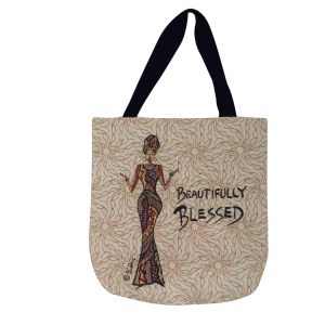 Beautifully Blessed Afrocentric Woven Tote Bag