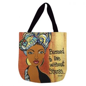 Blessed To Live Without Stress Afrocentric Woven Tote Bag
