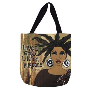 Live A Good Life On Purpose Afrocentric Woven Tote Bag #1