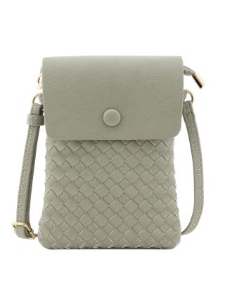 Gray Woven Crossbody Bag