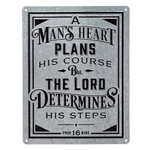 A Mans Heart Vintage Metal Sign Proverbs 16:9 #1