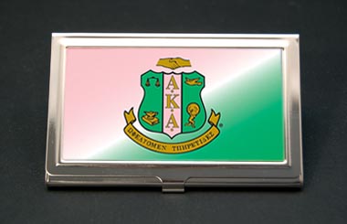 Alpha Kappa Alpha AKA Sorority Pink and Green Business Card or Credit Card Case
