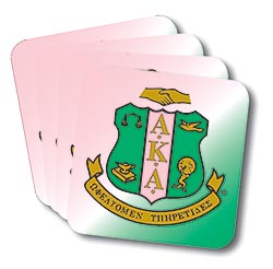 Alpha Kappa Alpha Sorority Pink and Green Coasters