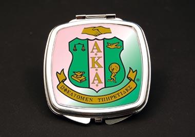 Alpha Kappa Alpha AKA Sorority Pink and Green Duel Mirror Compact