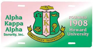 Alpha Kappa Alpha AKA Sorority Pink and Green Aluminum License Plat
