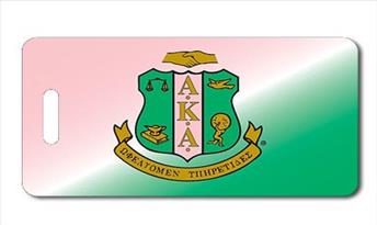 Alpha Kappa Alpha AKA Sorority Pink and Green Luggage Tag