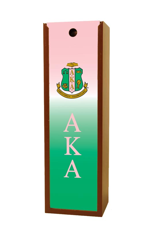 Alpha Kappa Alpha AKA Sorority Pink and Green Wine Box