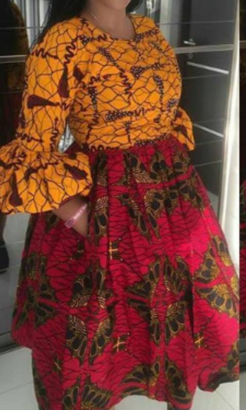 Orange Blouse and Red Skirt Ankara Fashion Wear