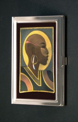 Bald Woman African American Business Card Case