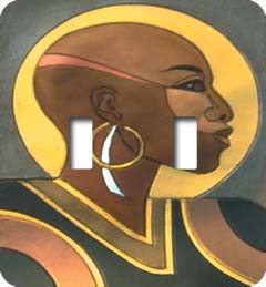 Bald Woman Double African American Switch Plate Cover 