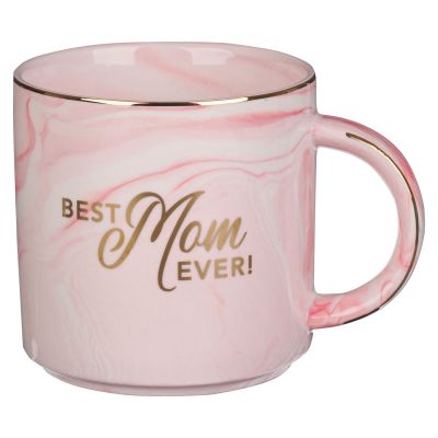 Best Mom Ever Pink Marbled Ceramic Coffee Mug