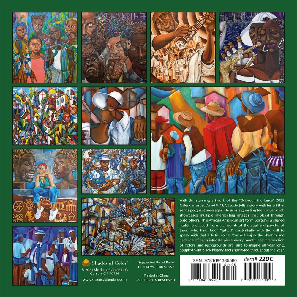 Niyae.com: Between the Lines 2022 Black Art 12x12 Wall Calendar