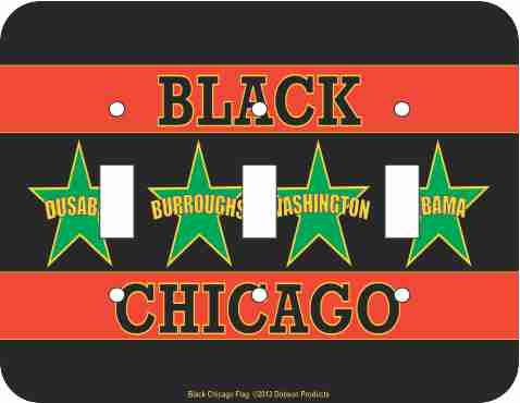 Black Chicago Flag Triple Light Switch Plate Cover