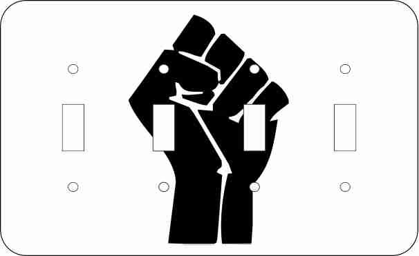 Black Power Fist Quad Light Switch Plate Cover