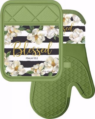 Blessed Magnolia Oven Mitt and Pot Holder #1