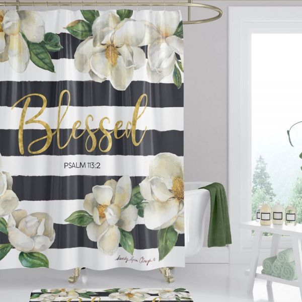 Blessed Magnolia Psalm 113:2 Shower Curtain