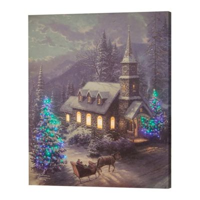 Christmas Sleigh Ride Fiber Optic Lighted Wall Canvas with Remote