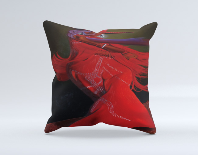 Ebony All Red Throw Pillow