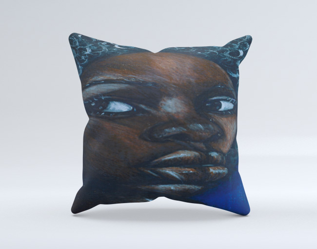 Ebony Girl Throw Pillow