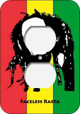 Faceless Rasta Yellow Red and Green Double Outlet Cover