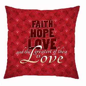 Faith Hope Love Message Pillow