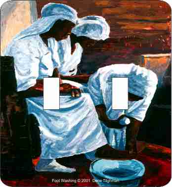 Foot Washing African American Double Switch Plate Cover