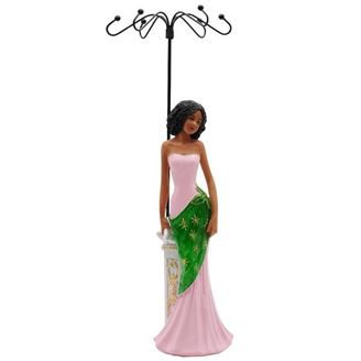 African American Lady Pink and Green Jewelry Holder