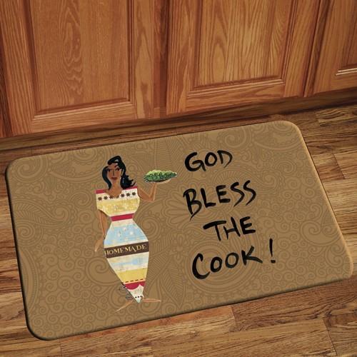 God Bless the Cook African American Indoor Floor Mat