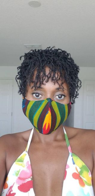Green Fire Ankara African Print Stylish Face Mask