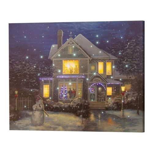 Holiday Cheer Fiber Optic Lighted Wall Canvas with Remote