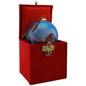 Holy Night African American Mary and Child Hand Painted Glass Ball Ornament #2